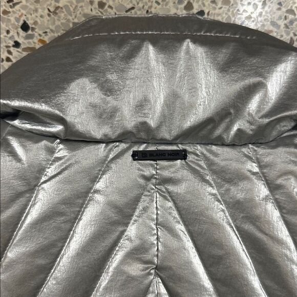 Blanc Noir silver metallic black snow puffer coat jacket m medium apre ski - Picture 9 of 9